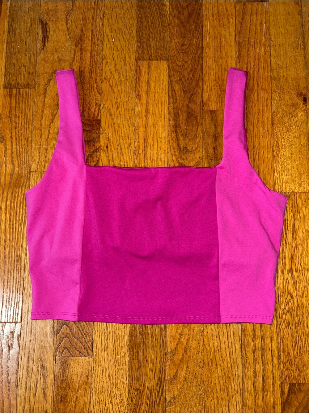 Sincerely Jules Active Two-Tone Pink/Magenta Square-Neck Sports Bra Size Large